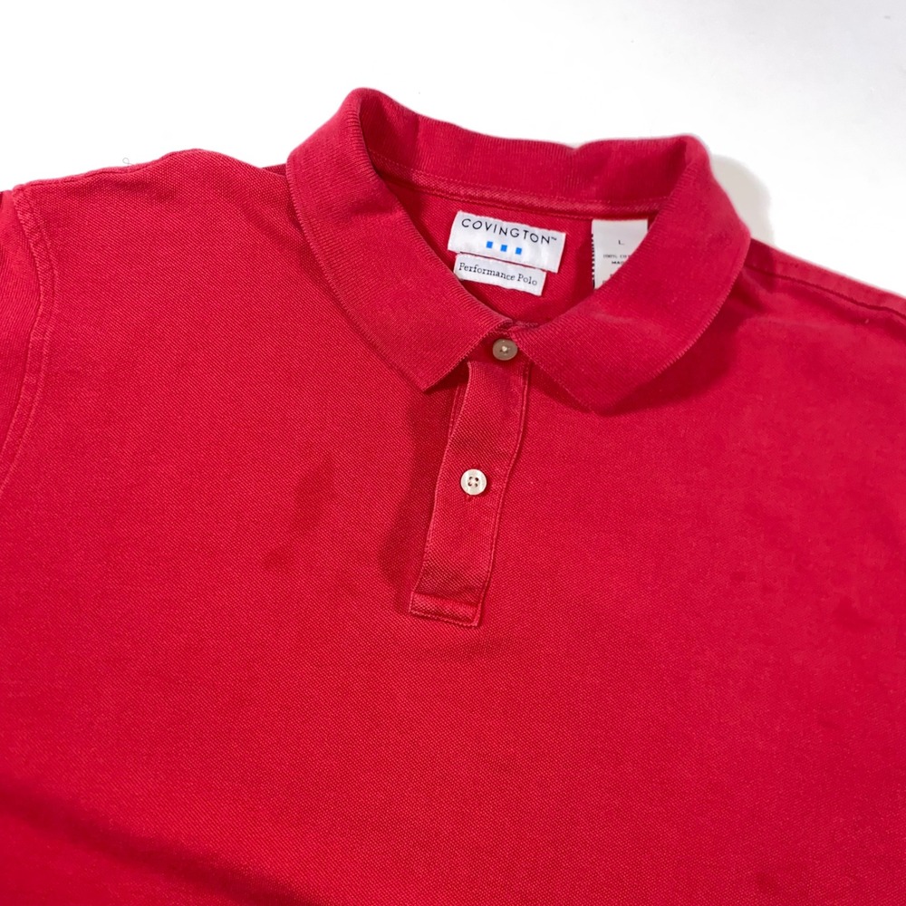 Covington Mens Red Performance Polo Shirt Short Sleeve Cotton Pique Size L